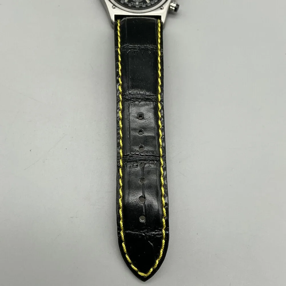 EBEL Mens Watch 42mm Black Dial Leather Chronograph Swiss Automatic For Parts